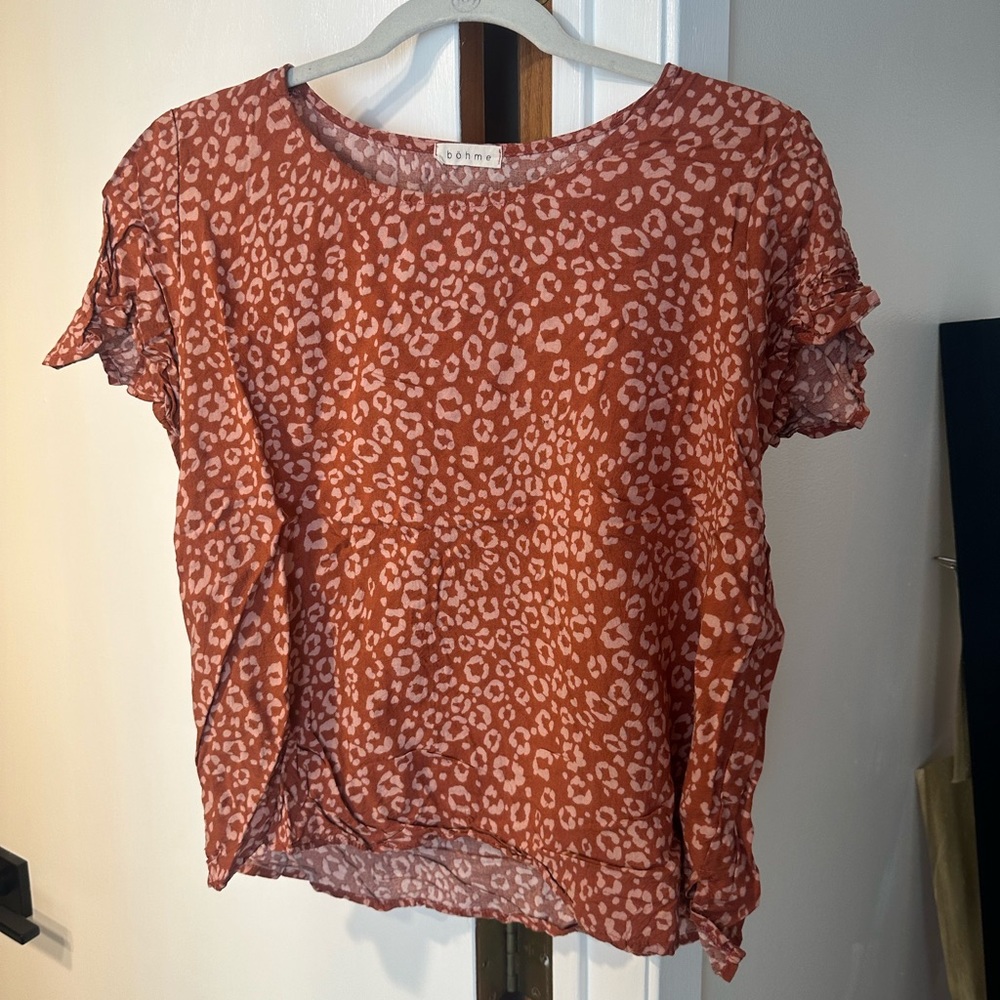Bohme Tangerine/ Burnt Orange Boxy Top Short Sleeve Size Small